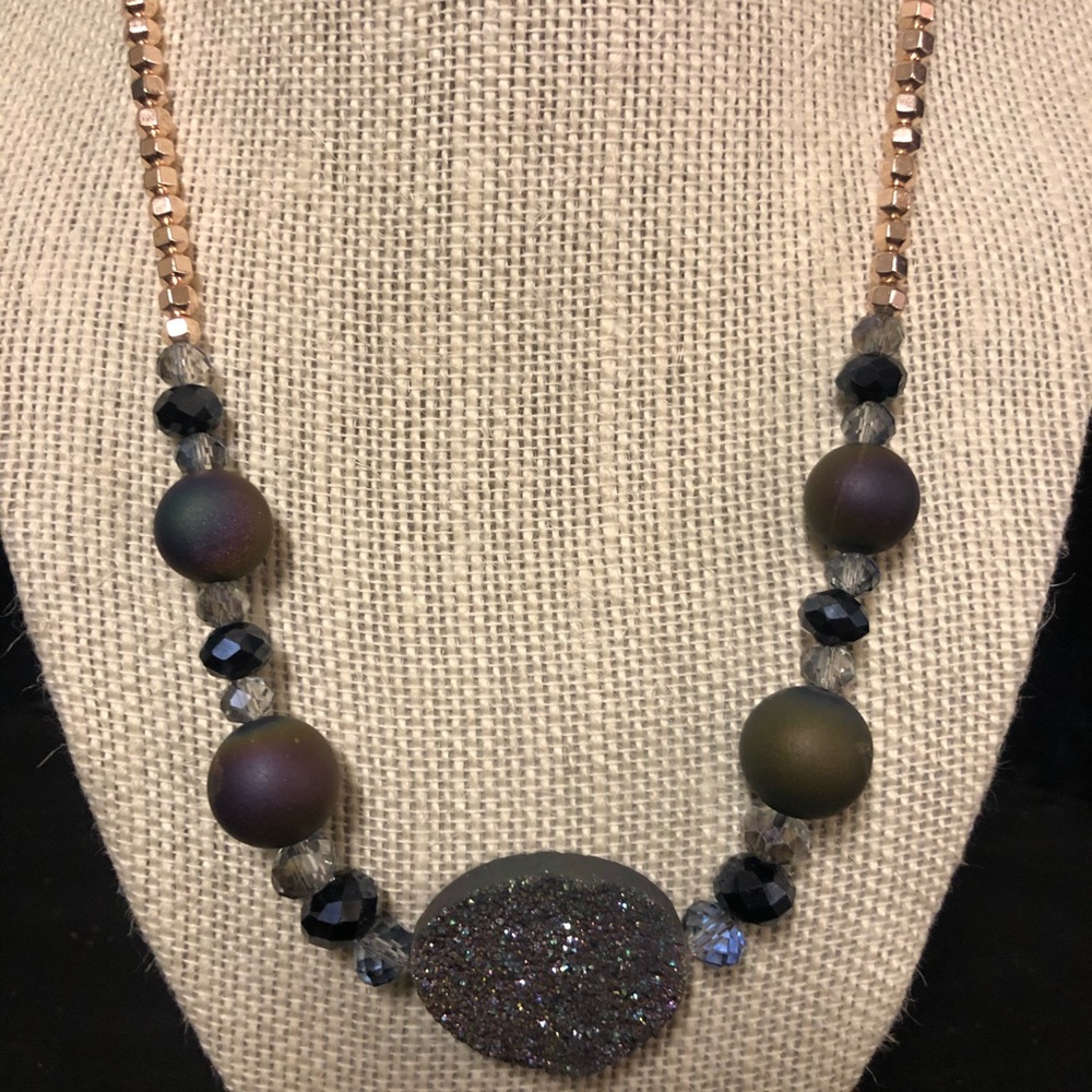 Purple druzy necklace